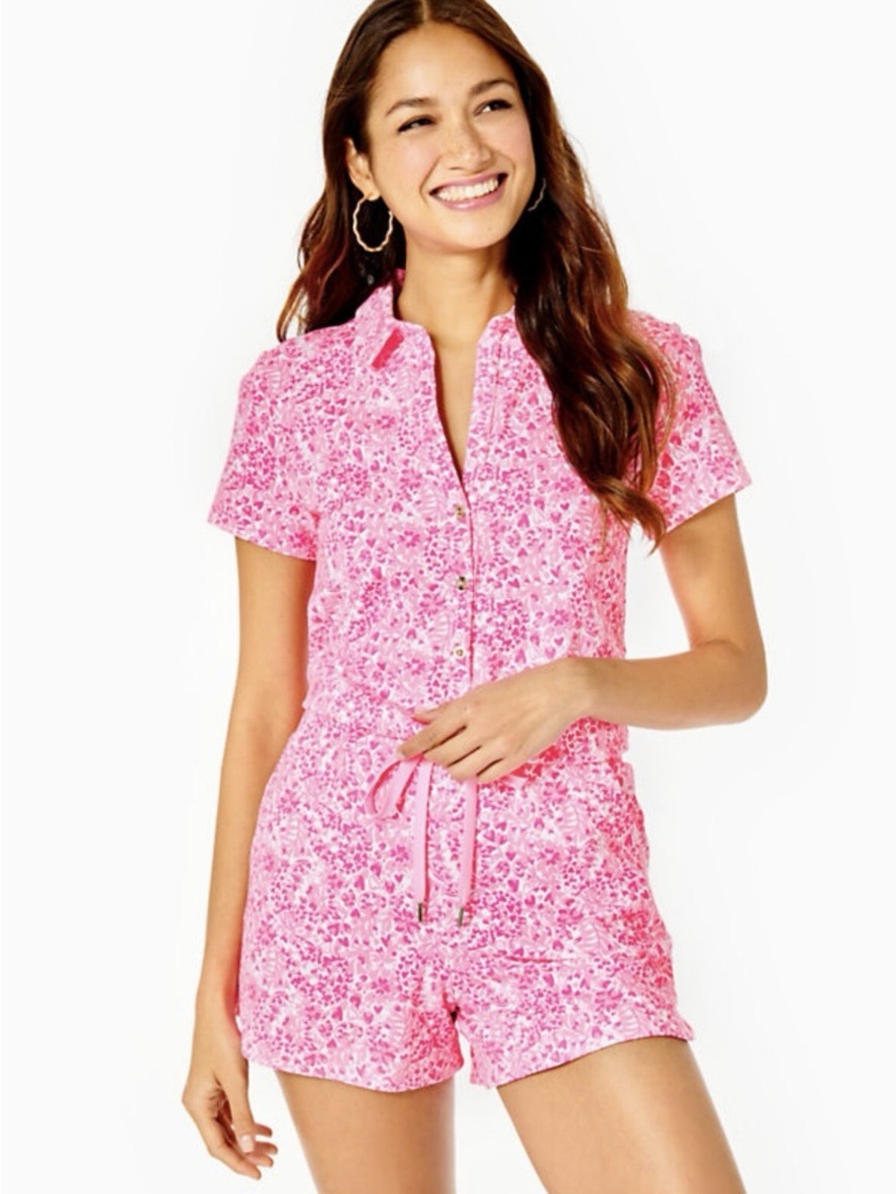 Lilly Pulitzer Jorgie Romper Pink Terry Shandy